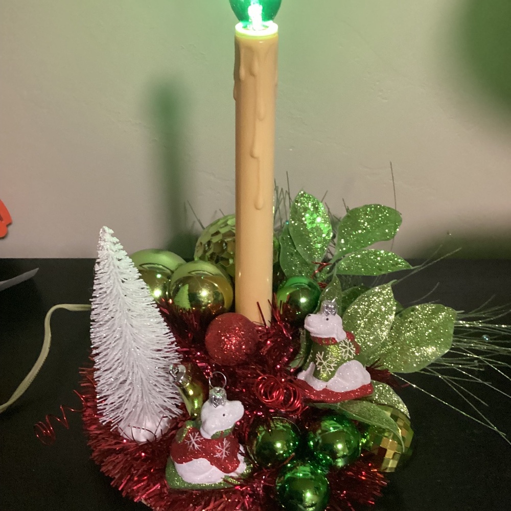 Vintage Electric Light Candolier Christmas Candle. Decorated